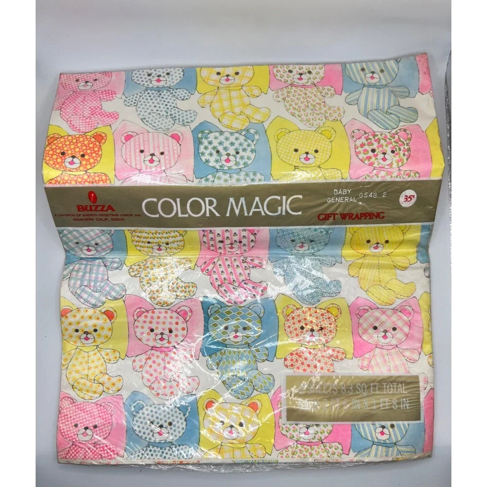 VTG Buzza Color Magic Baby General‎ Gift Wrapped Colorful Teddy Bears Sealed 90s